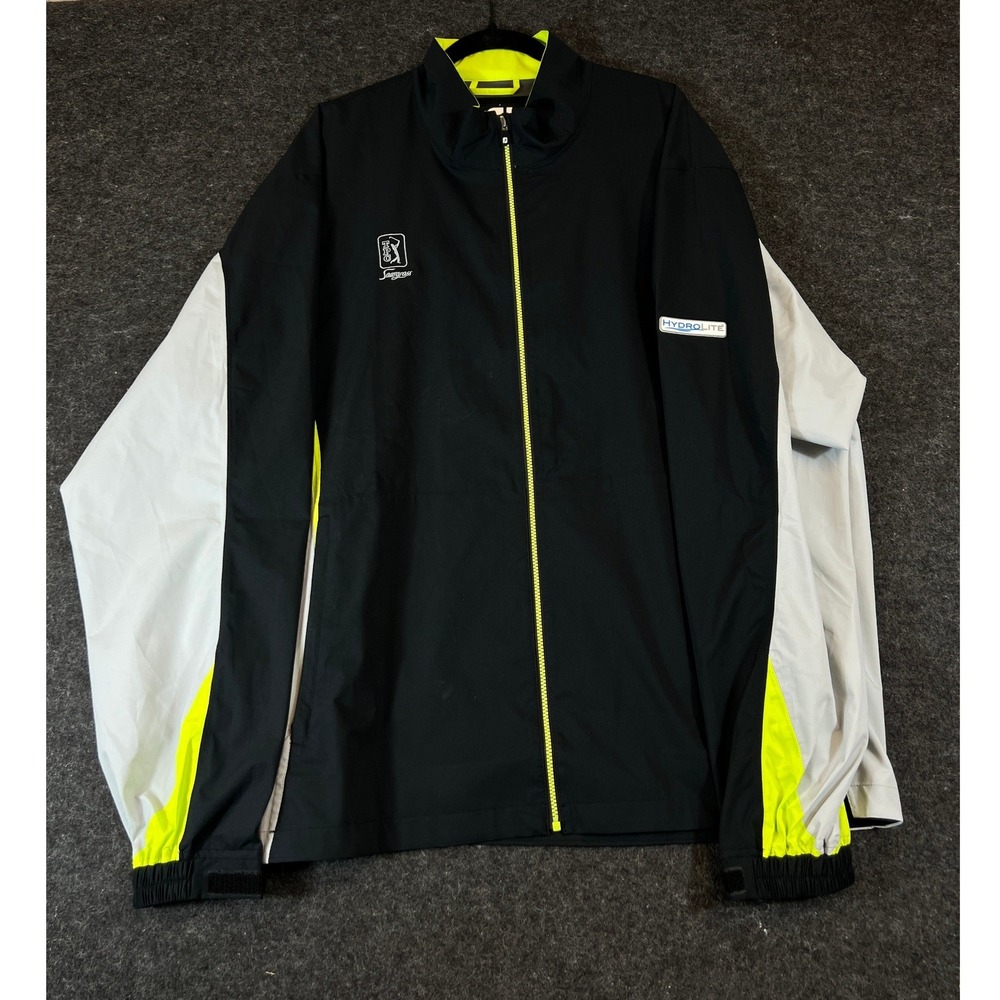 NEW FootJoy DryJoys HydroLite Rain Jacket Mens 2XL Black Full Zip Sawgrass Golf